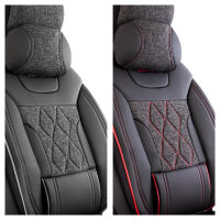 Sitzbez&uuml;ge passend f&uuml;r Mercedes Benz GLE-Klasse Schwarz Grau Raute Komplett