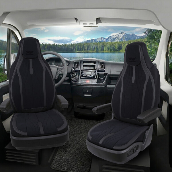 Sitzbezüge passend für Bresler Wohnmobil Caravan in Schwarz DLX2081