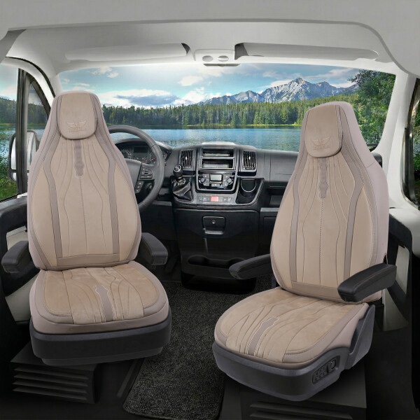 Sitzbezüge passend für Ford Wohnmobil Caravan in Beige DLX2090