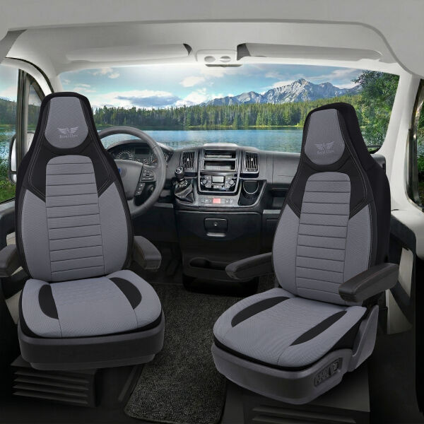 Sitzbezüge passend für Werz Wohnmobil Caravan in Grau Schwarz UZY2129
