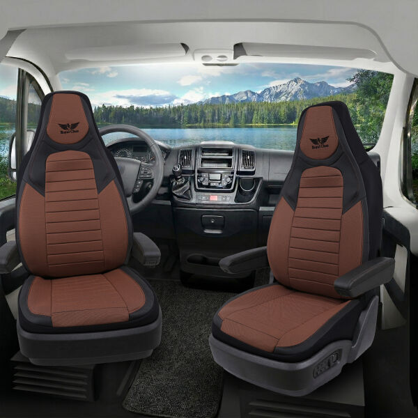 Sitzbezüge passend für Vario Mobil Wohnmobil Caravan in Braun Schwarz UZY2132