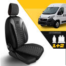 Transporter Sitzbez&uuml;ge f&uuml;r Opel Vivaro B in Schwarz Grau 130703001BL ma&szlig;geschneidert 2+1
