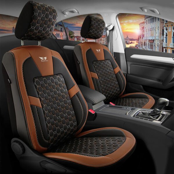 Sitzbezüge passend für Audi A1 in Schwarz Braun Royal