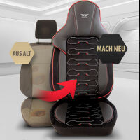 Sitzbez&uuml;ge passend f&uuml;r VW Caddy in Schwarz Rot Class