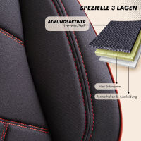 Sitzbez&uuml;ge passend f&uuml;r Opel Combo in Schwarz Rot Pilot 1.2