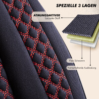 Sitzbez&uuml;ge passend f&uuml;r Volvo S60 in Schwarz Rot Pilot 3.2