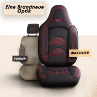 Sitzbez&uuml;ge passend f&uuml;r Seat Alhambra in Schwarz Rot Pilot 3.2