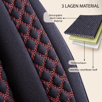 Sitzbez&uuml;ge passend f&uuml;r Auto Sleepers Wohnmobil Caravan in Schwarz Rot Pilot 3.2
