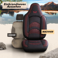 Sitzbez&uuml;ge passend f&uuml;r Tonke Campers Wohnmobil Caravan in Schwarz Rot Pilot 3.2