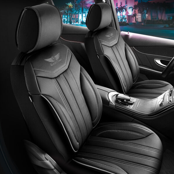 Sitzbezüge passend für Mercedes Benz C-Klasse in Graphit Schwarz Komplett