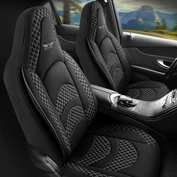 Sitzbezüge Komplett passend für Peugeot 307 in Schwarz Grau Pilot 3.1