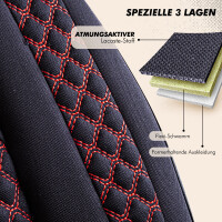 Sitzbez&uuml;ge Komplett passend f&uuml;r Nissan Pathfinder in Schwarz Rot Pilot 3.2
