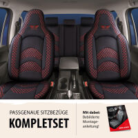 Sitzbez&uuml;ge Komplett passend f&uuml;r SsangYong Korando in Schwarz Rot Pilot 3.2