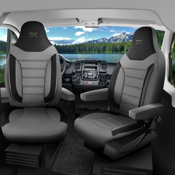 Sitzbezüge passend für WSR Wohnmobil Caravan in Grau Schwarz Pilot 4.6