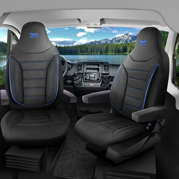 Sitzbezüge passend für Schwabenmobil Wohnmobil Caravan in Schwarz Blau Pilot 4.7