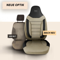 Sitzbez&uuml;ge passend f&uuml;r Renault Megane in Beige Schwarz Pilot 4.8