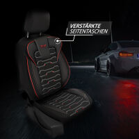 Sitzbez&uuml;ge passend f&uuml;r Nissan Pathfinder in Schwarz Rot Royal
